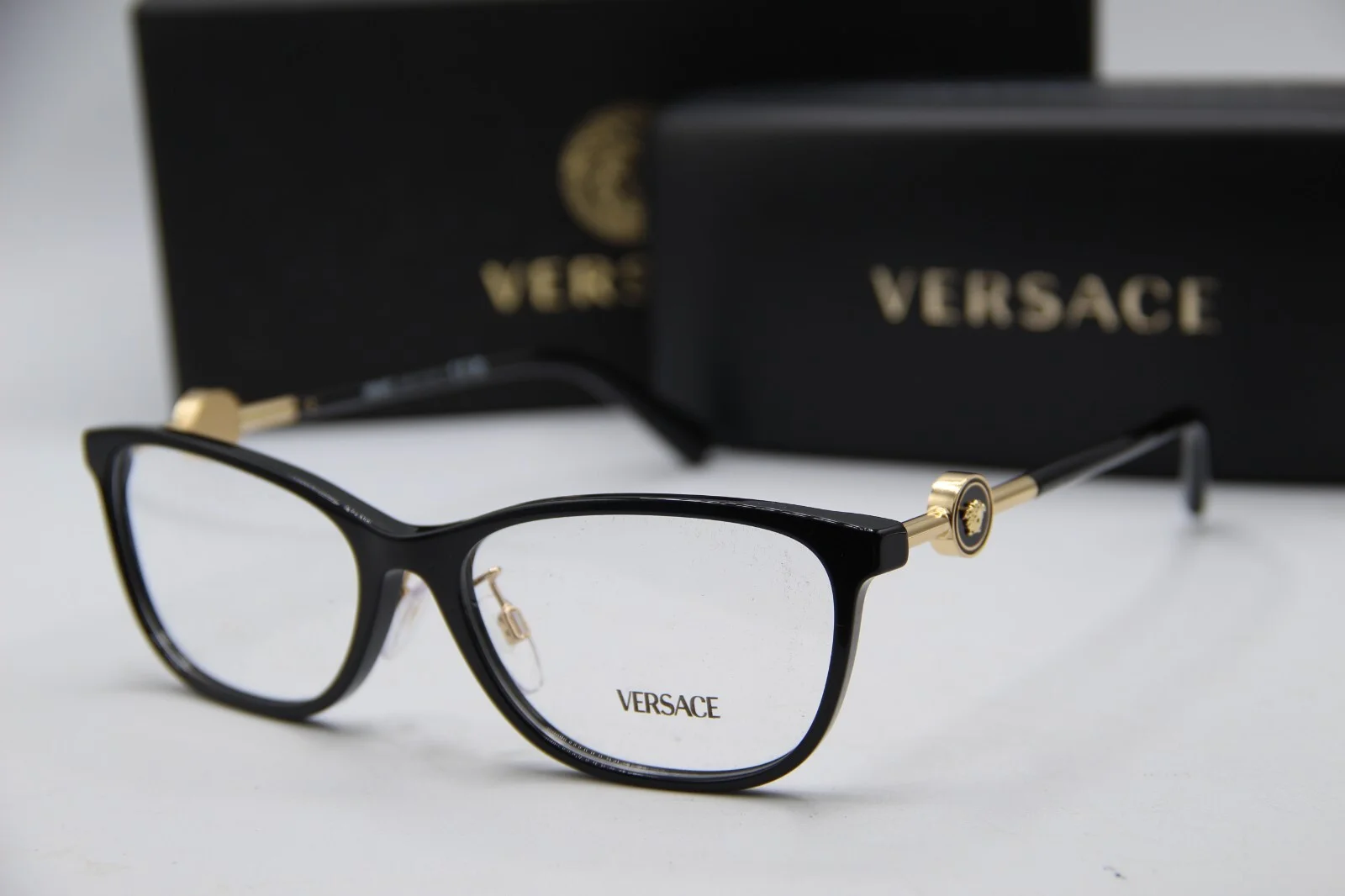 NEW VERSACE MOD. 3297-D GB1 BLACK GOLD CAT EYE AUTHENTIC FRAMES EYEGLASSES 55-16