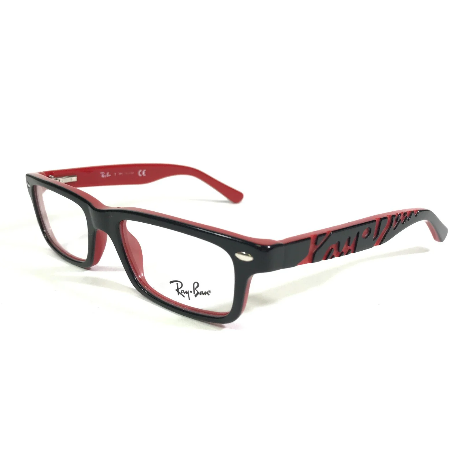 Ray-Ban RB1535 3573 Kids Eyeglasses Frames Black Red Rectangular 46-16-125