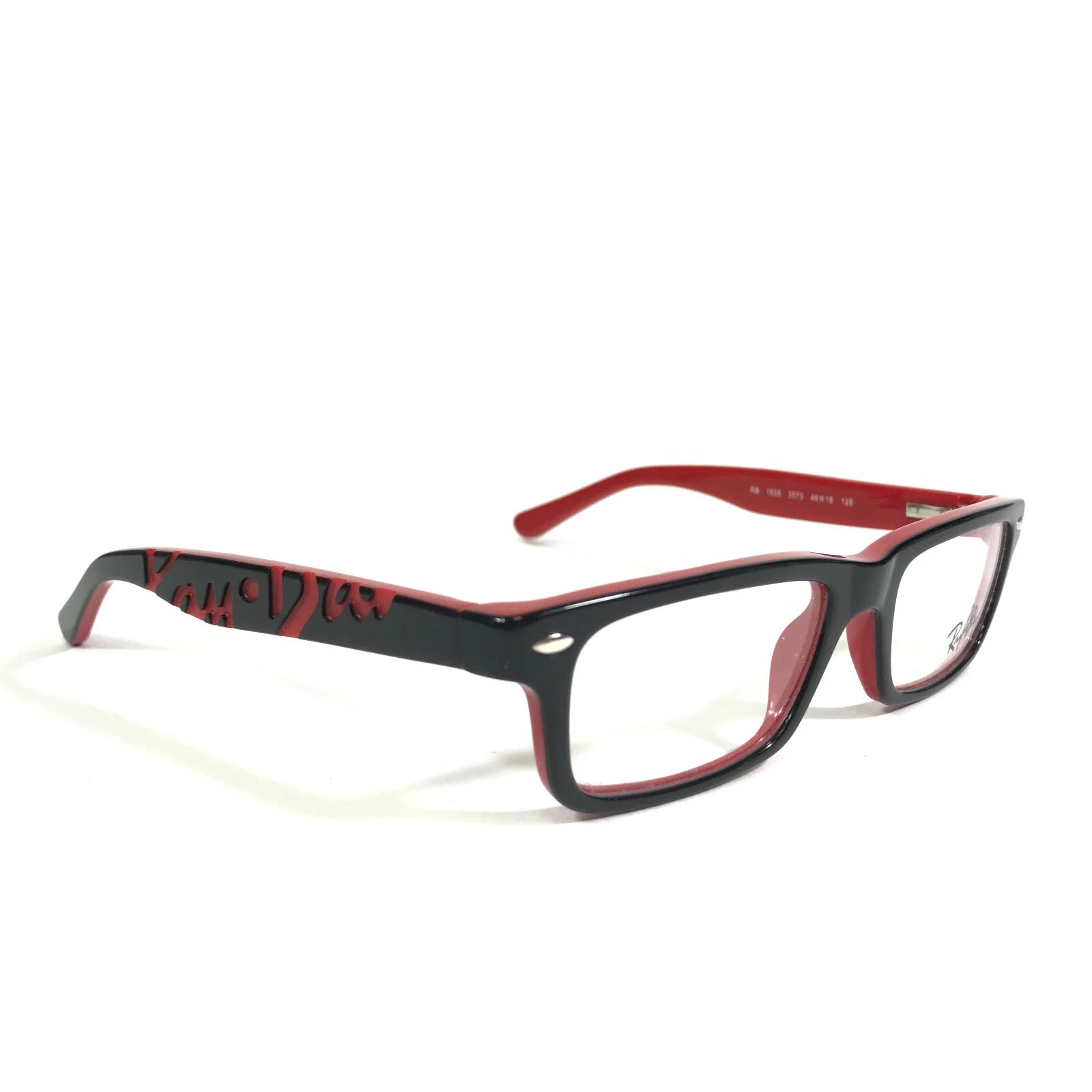 Ray-Ban RB1535 3573 Kids Eyeglasses Frames Black Red Rectangular 46-16-125 3